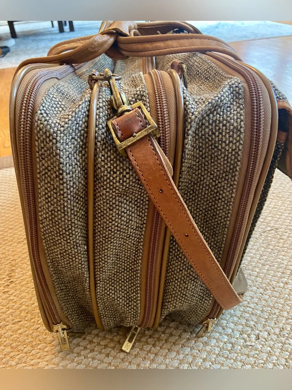 Hartmann Vintage Tweed And Leather Overnight Business Traveler Bag